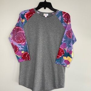 ‎LuLaRoe Randy Top Gray Purple Floral S